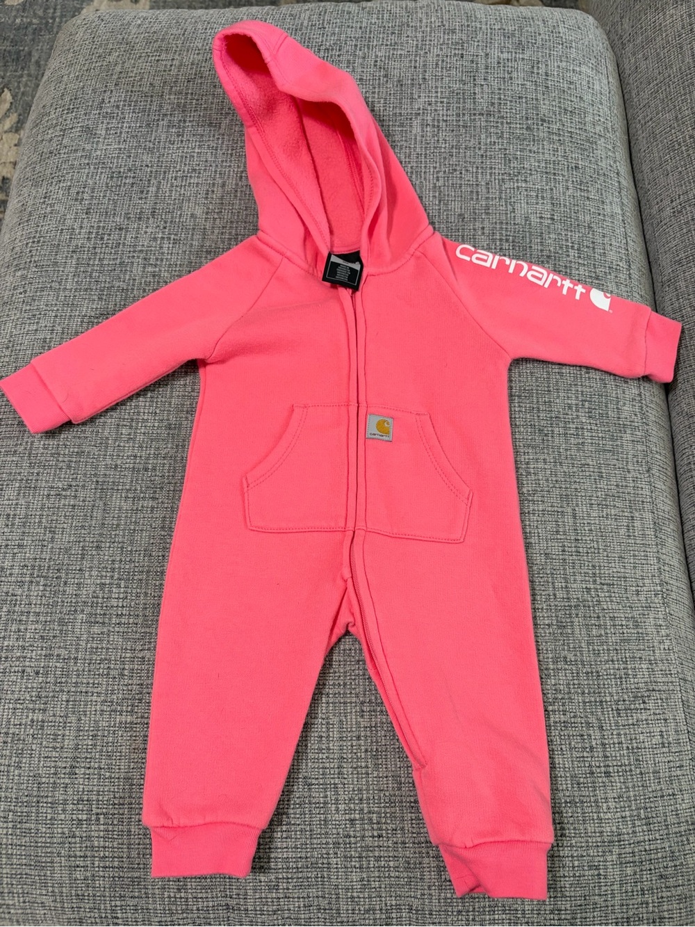 Carhartt Coral Pink Hooded Baby One-Piece Coverall